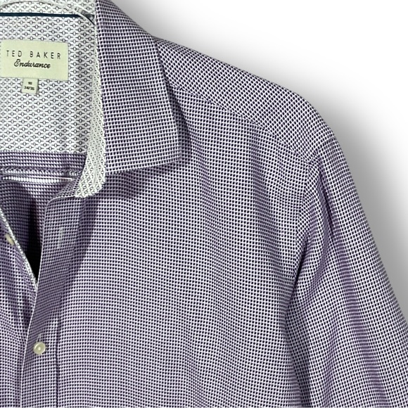 Ted Baker Endurance Mens Shirt Sz L Button Down Purple Contrast Work Casual - Picture 5 of 11